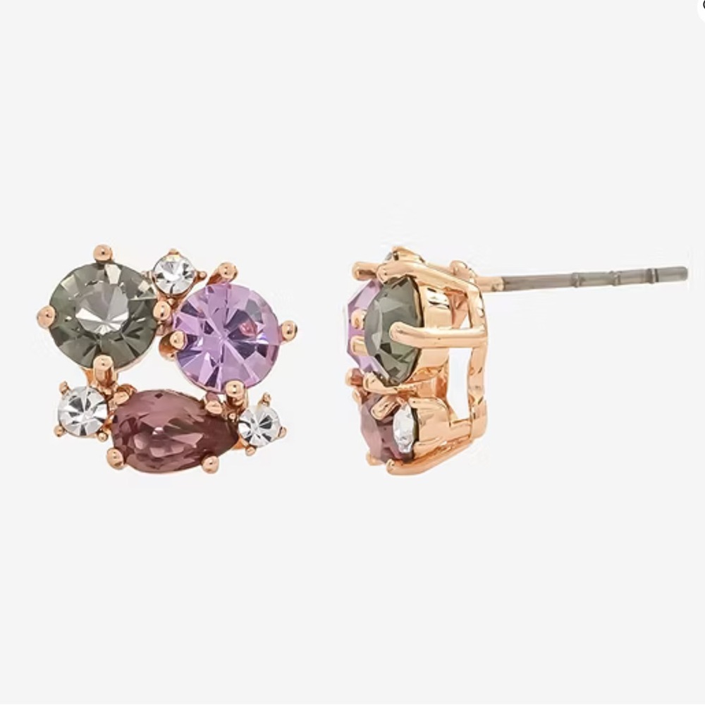 18K Rose Gold Crystal Stud Earrings